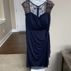 Navy Midi Dress with Beaded Detail